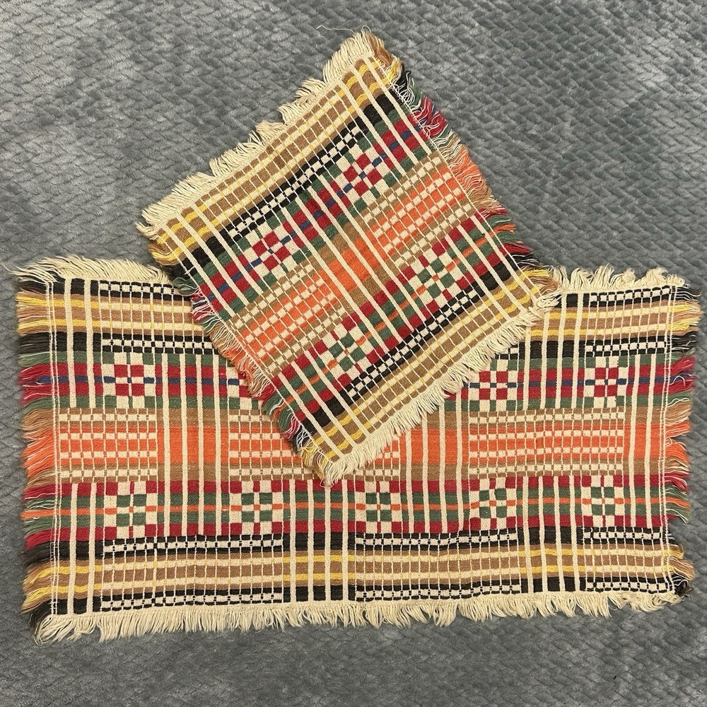 Vintage Textile Handmade Swedish Weaving Monks Belt Cloth 70s Table Runner Decor